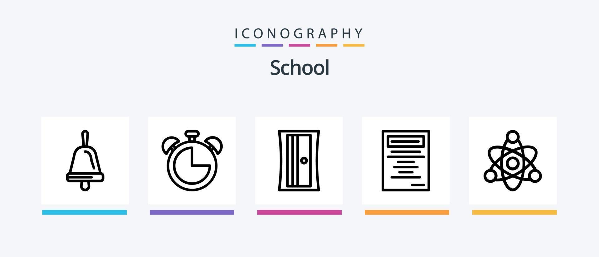 paquete de iconos de la línea escolar 5 que incluye. nota. gobernante. archivo. educación. diseño de iconos creativos vector