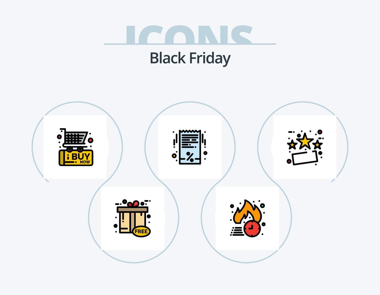 Black Friday Line Filled Icon Pack 5 Icon Design. shopping. sale. buy. info board. web vector