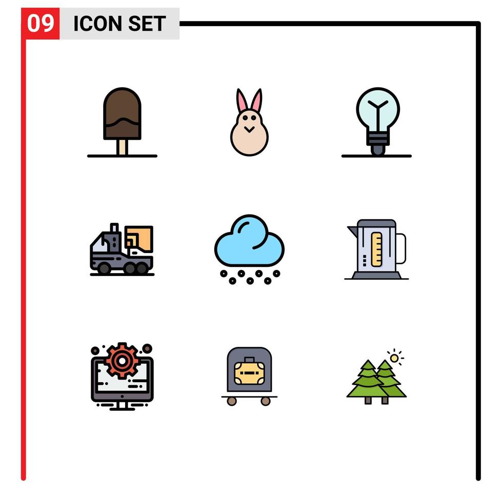 Universal Icon Symbols Group of 9 Modern Filledline Flat Colors of snow life bulb leaf biology Editable Vector Design Elements