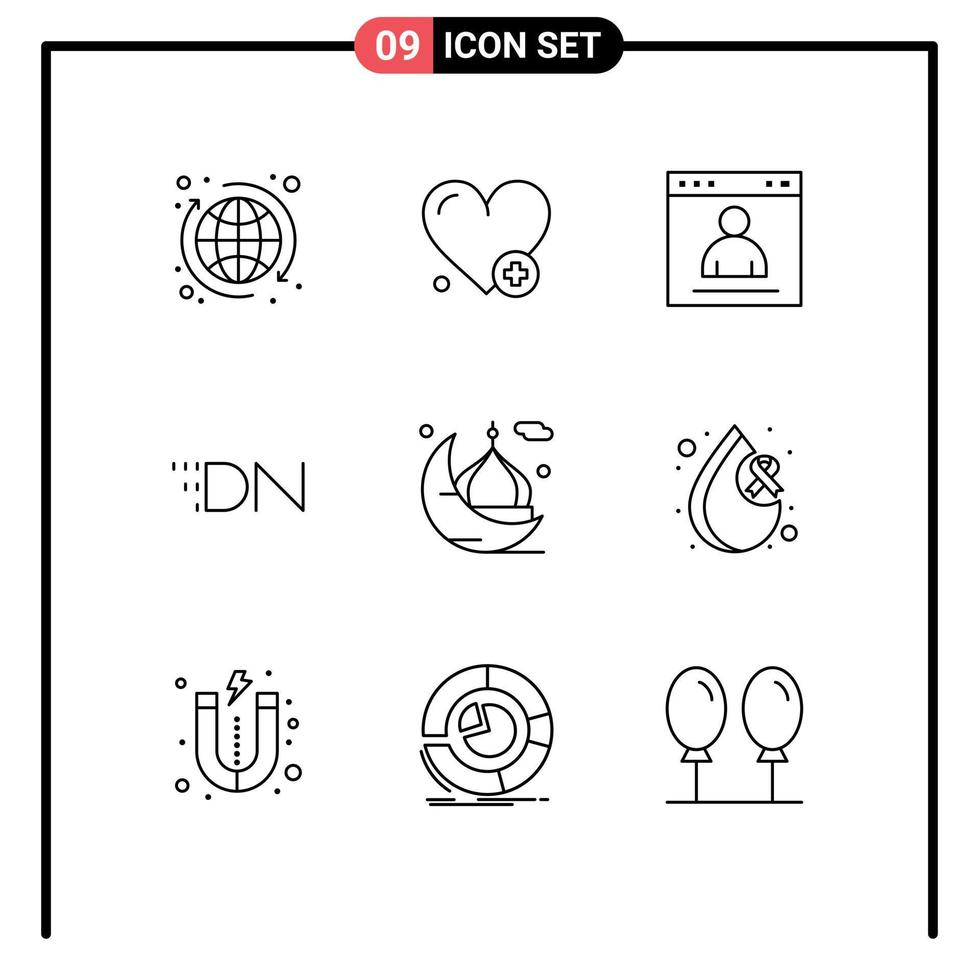 9 Universal Outline Signs Symbols of cresent crypto currency interface crypto digital note Editable Vector Design Elements