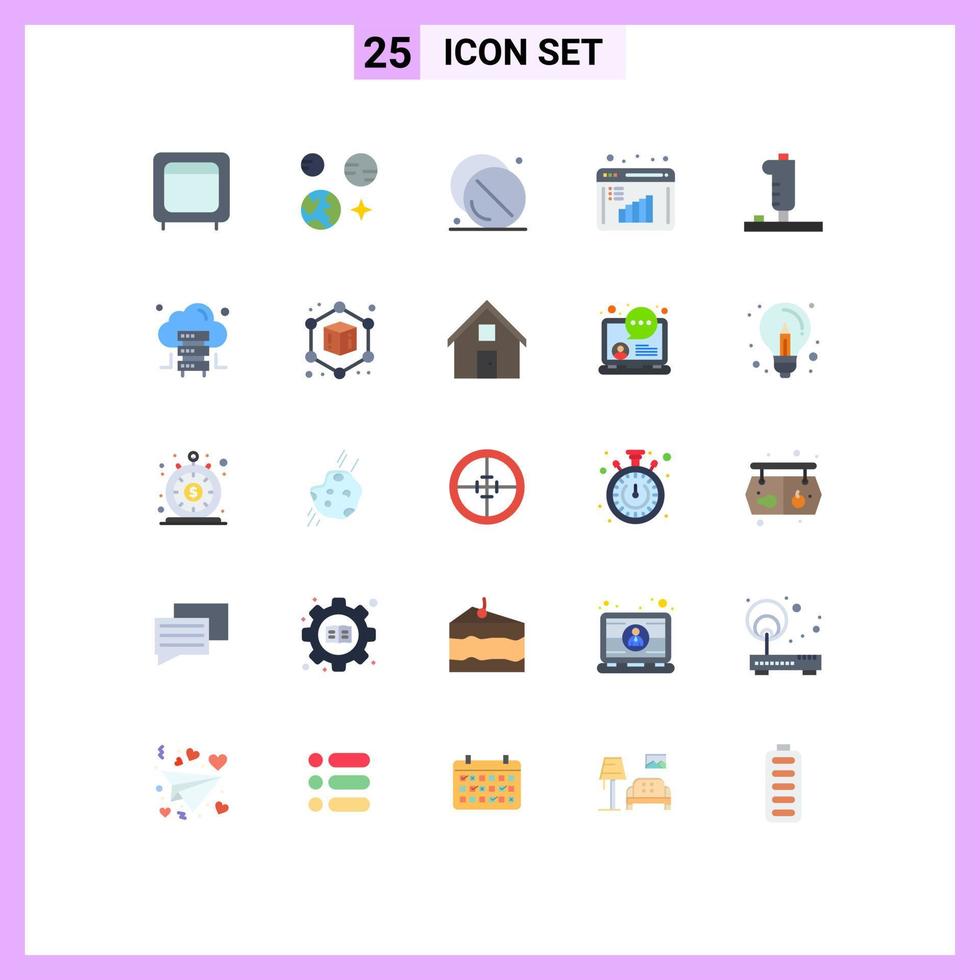 Modern Set of 25 Flat Colors and symbols such as data evaluation business research space business report medical Editable Vector Design Elements