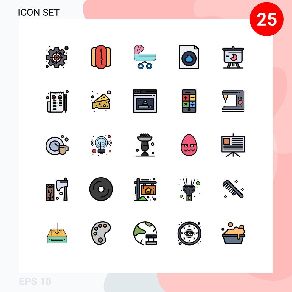 25 Creative Icons Modern Signs and Symbols of presentation file trolly document stroller Editable Vector Design Elements