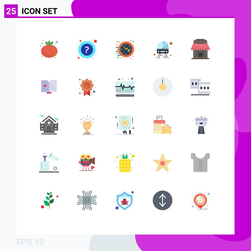 Stock Vector Icon Pack of 25 Line Signs and Symbols for book real time building train Editable Vector Design Elements