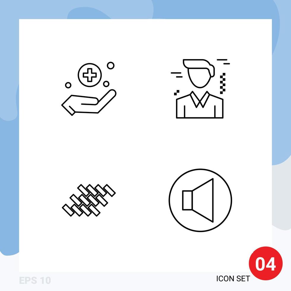 4 Creative Icons Modern Signs and Symbols of handcare block business bricks sound Editable Vector Design Elements