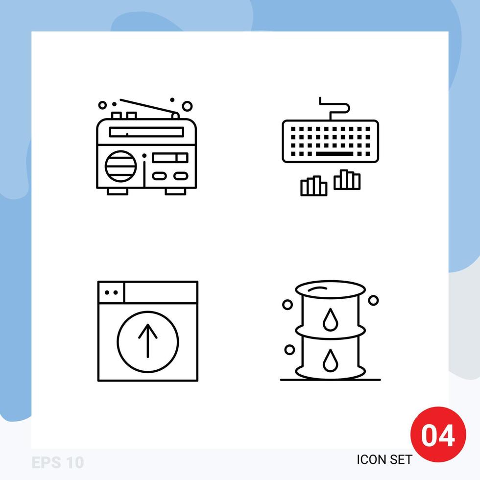 4 iconos creativos signos y símbolos modernos de aplicación de escritura de teclado web de frecuencia elementos de diseño vectorial editables vector