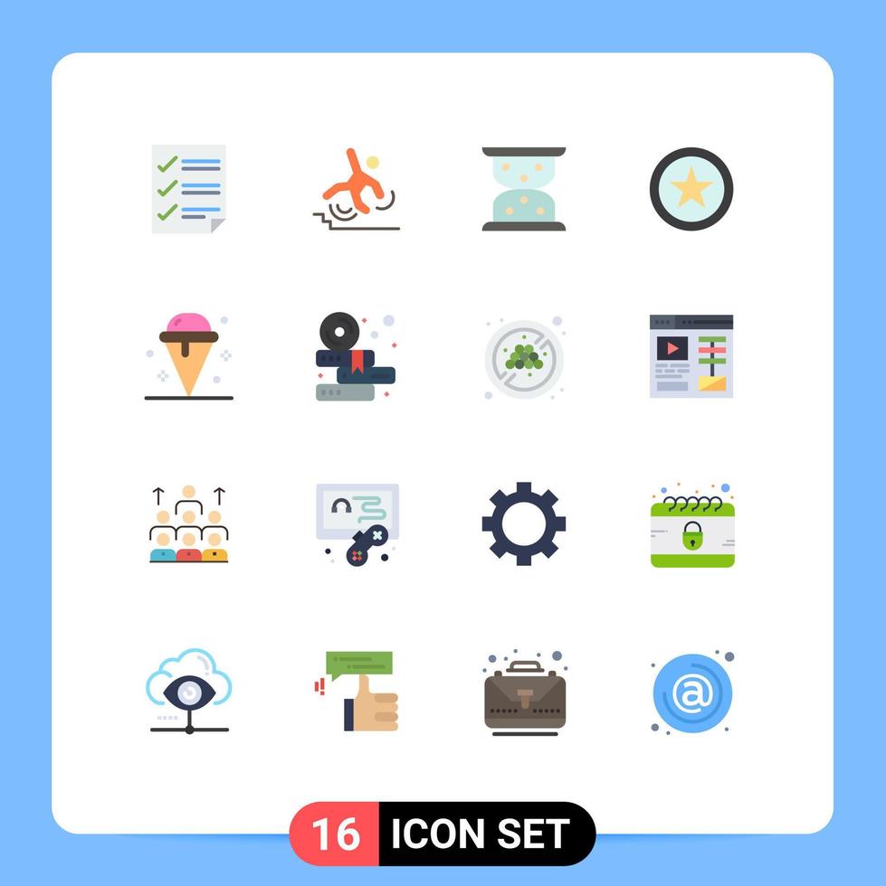 conjunto moderno de 16 colores planos y símbolos como la estrella del fracaso del helado que espera un paquete editable de elementos creativos de diseño de vectores