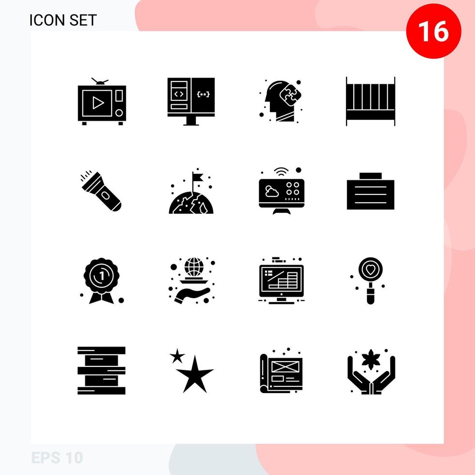 16 Creative Icons Modern Signs and Symbols of light interior human furniture bed Editable Vector Design Elements