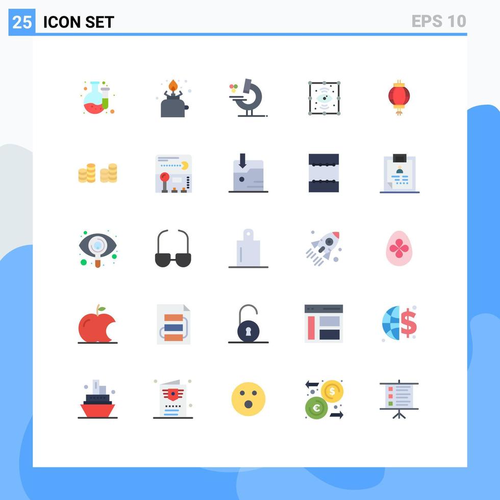 Group of 25 Flat Colors Signs and Symbols for chinese lantern education view process Editable Vector Design Elements