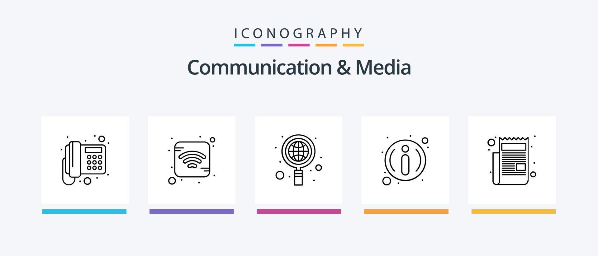 Communication And Media Line 5 Icon Pack Including server. hour glass. bell. refresh. glass. Creative Icons Design vector