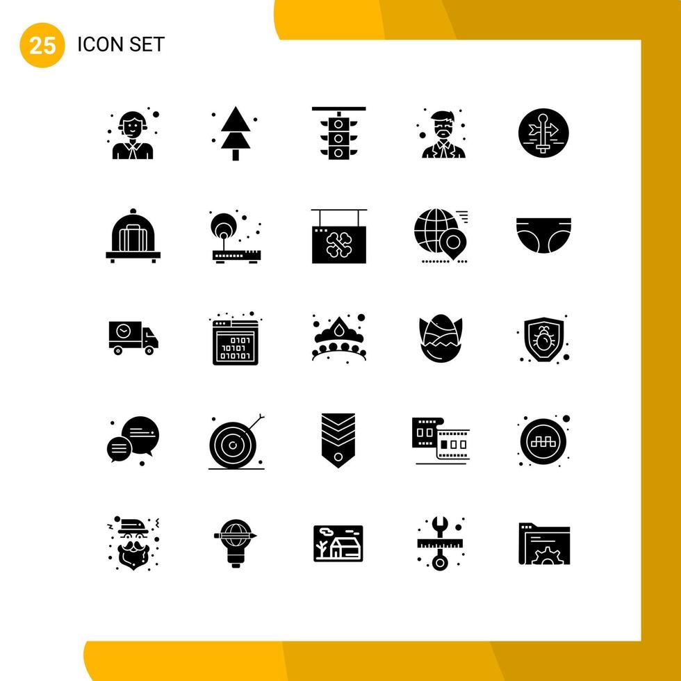 Pack of 25 Modern Solid Glyphs Signs and Symbols for Web Print Media such as board professor light master train Editable Vector Design Elements