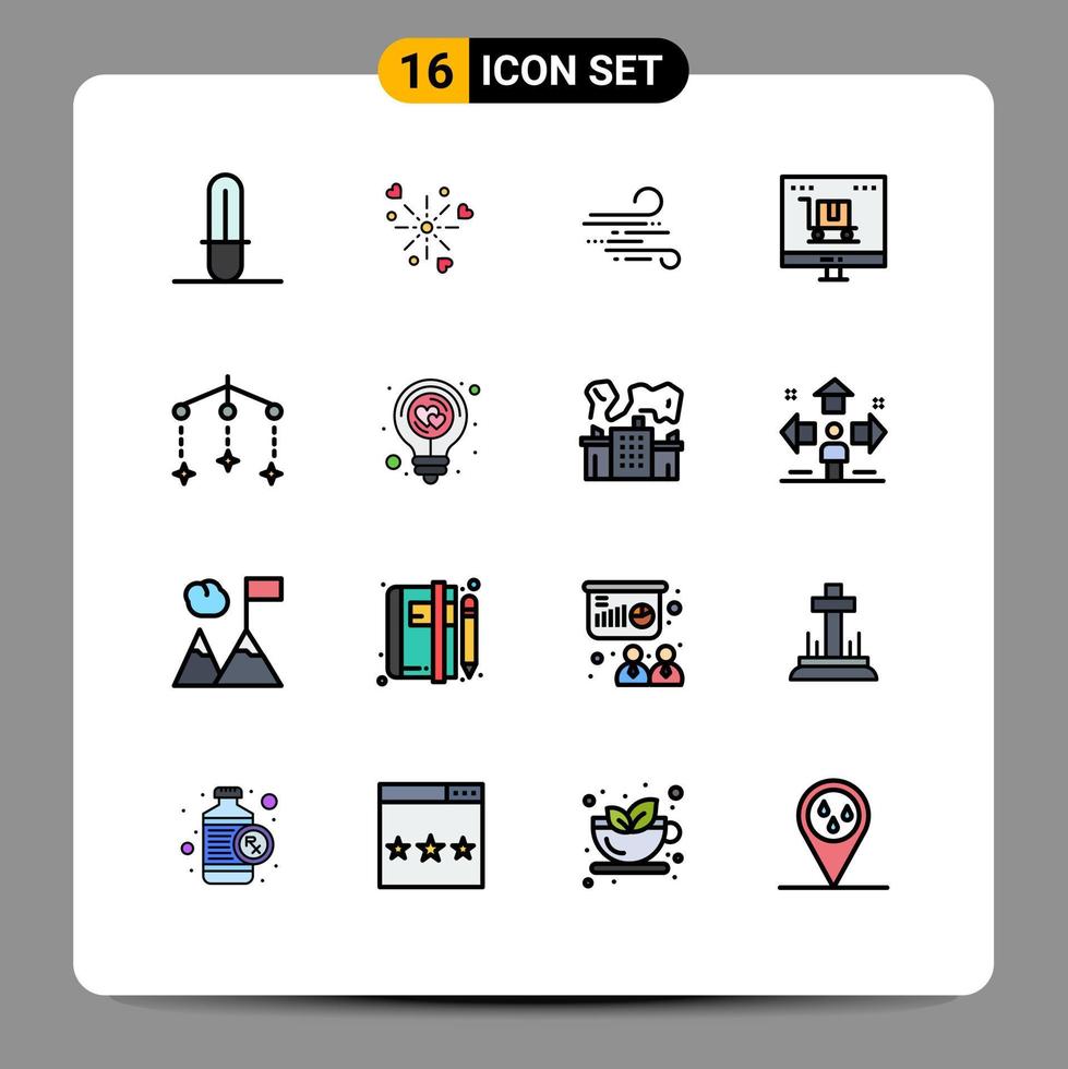 paquete de iconos de vectores de stock de 16 signos y símbolos de línea para marketing móvil elementos de diseño de vectores creativos editables de negocios de marketing meteorológico