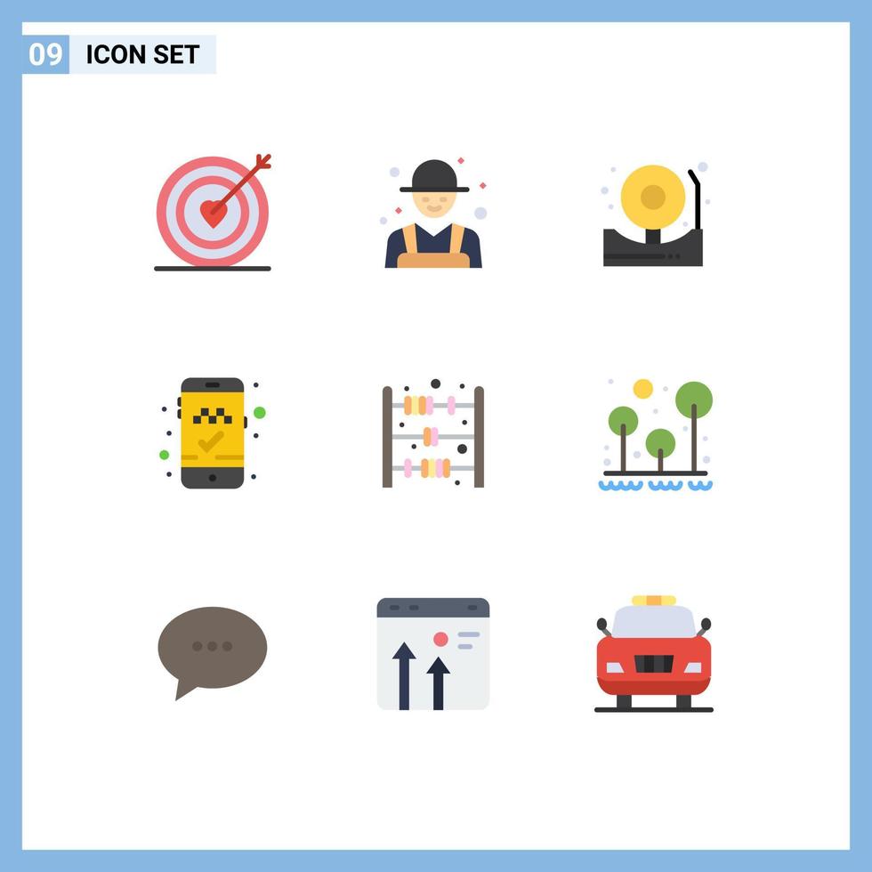 9 Creative Icons Modern Signs and Symbols of count abacus toy alarm mobile app book cab Editable Vector Design Elements