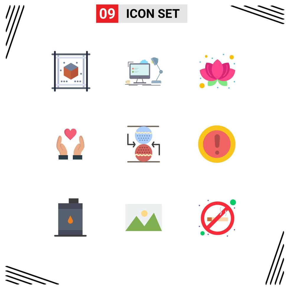 9 Creative Icons Modern Signs and Symbols of effective concentration computer charity hand Editable Vector Design Elements