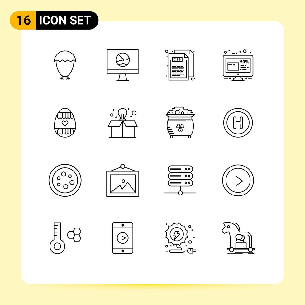16 Outline concept for Websites Mobile and Apps friday friday network discount style Editable Vector Design Elements