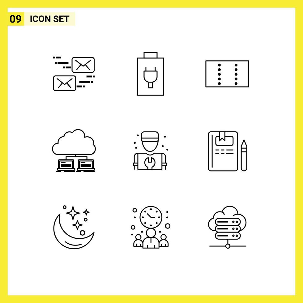 9 Creative Icons Modern Signs and Symbols of repair mechanic minimize man internet Editable Vector Design Elements