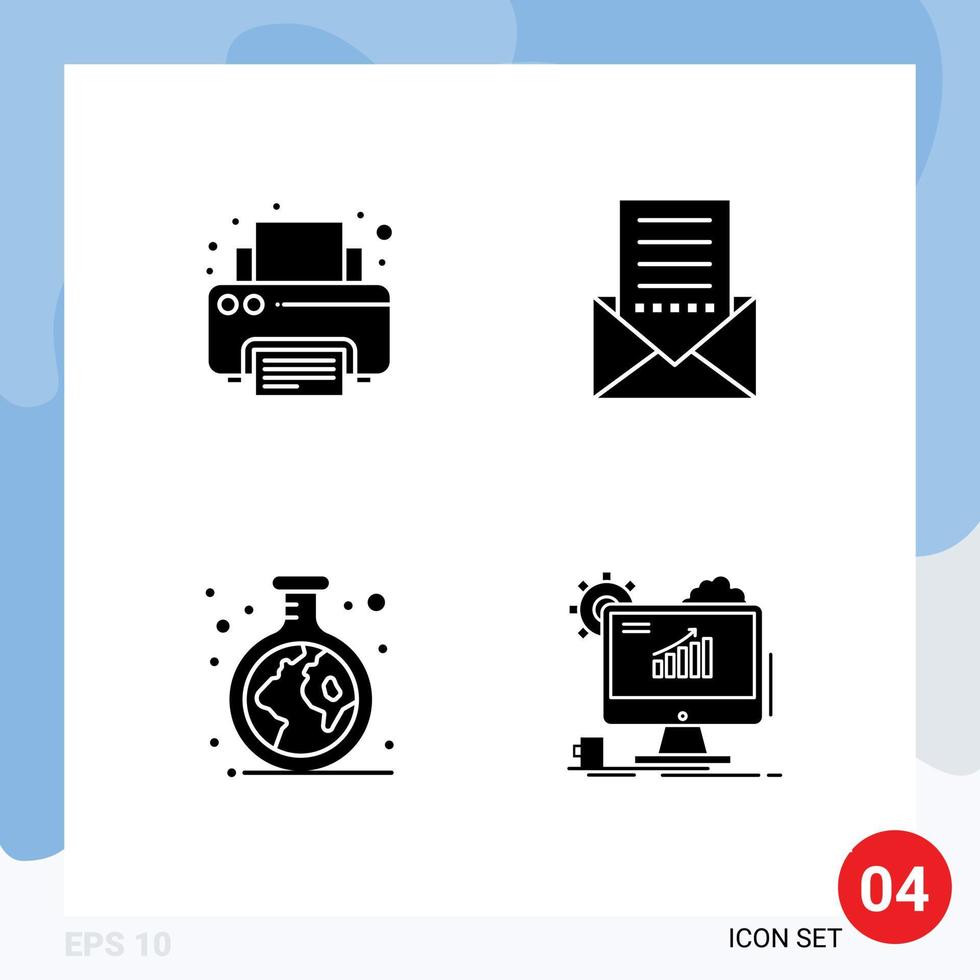 conjunto de paquete de glifos sólidos comerciales para el estudio de sobres de impresión química de fax elementos de diseño vectorial editables vector