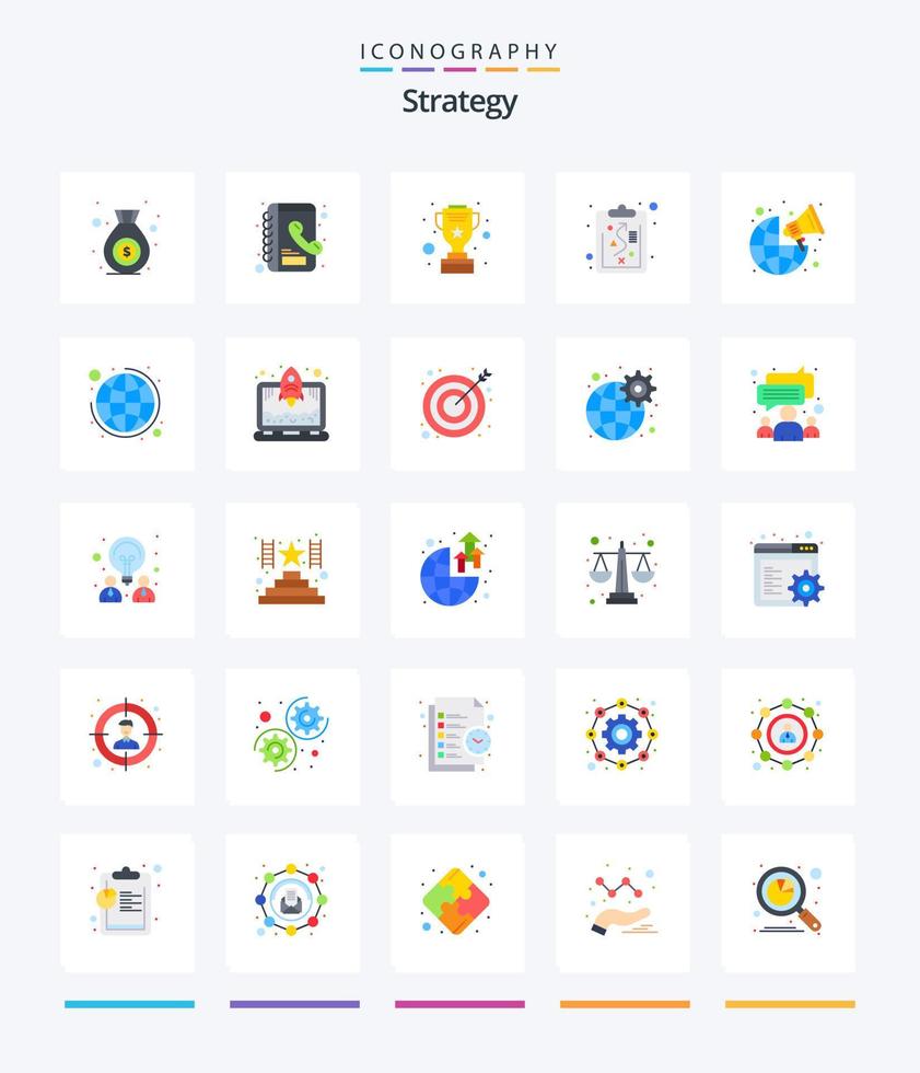 Creative Strategy 25 Flat icon pack  Such As global. marketing. silver. global. strategy vector