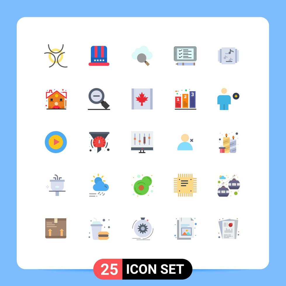 conjunto de 25 iconos modernos de la interfaz de usuario signos de símbolos para elementos de diseño de vectores editables pin de colección de búsqueda de biblioteca de corredores