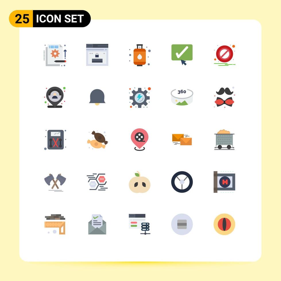 Set of 25 Modern UI Icons Symbols Signs for block tick website black kitchen Editable Vector Design Elements