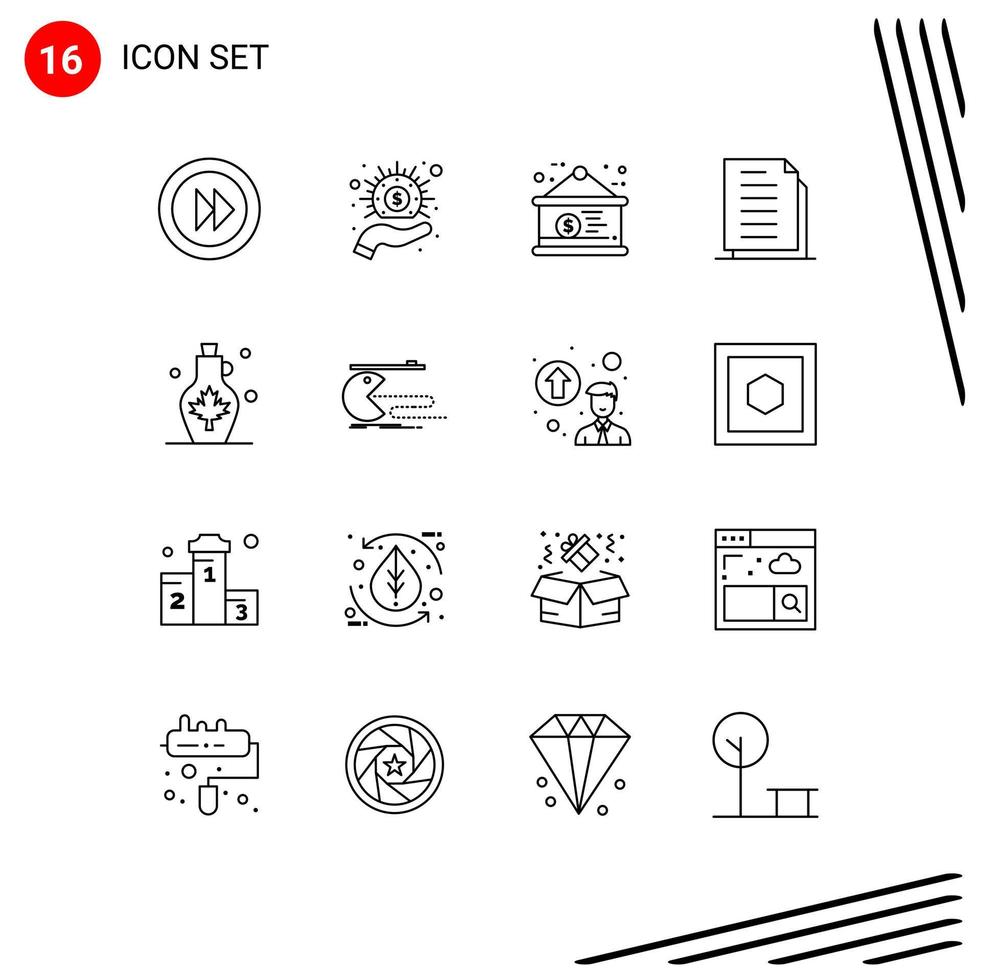 Stock Vector Icon Pack of 16 Line Signs and Symbols for beverage files board documents copy Editable Vector Design Elements