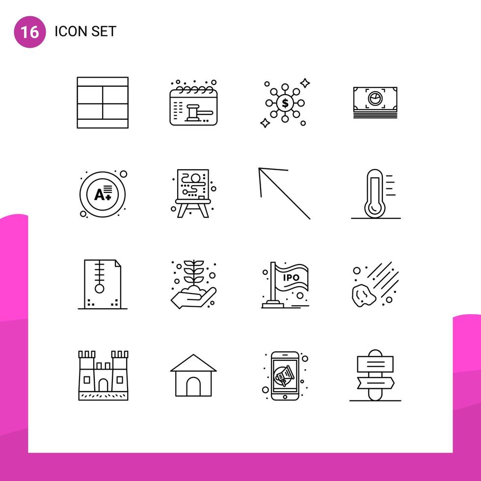 16 Thematic Vector Outlines and Editable Symbols of grade dollar balance cash money Editable Vector Design Elements