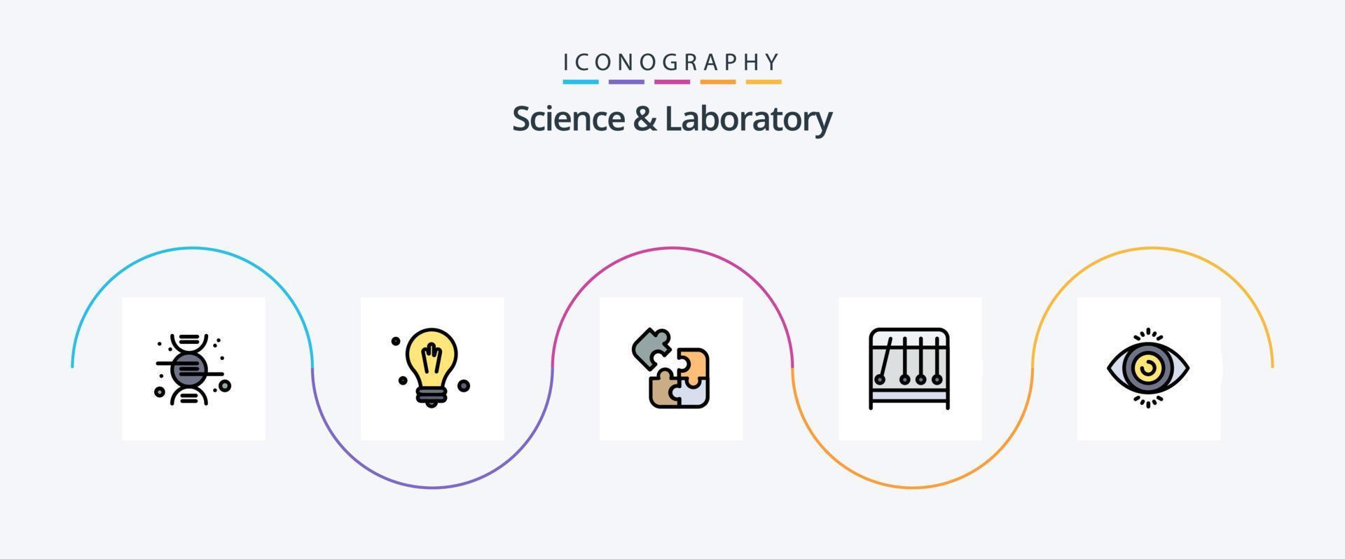 Science Line Filled Flat 5 Icon Pack Including . science. science. search. science vector