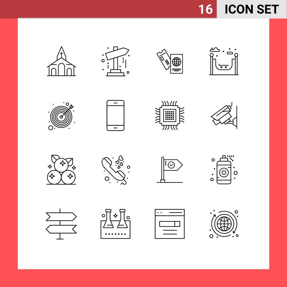 16 iconos creativos signos y símbolos modernos de estrategia skate pasaporte vida vacaciones elementos de diseño vectorial editables vector