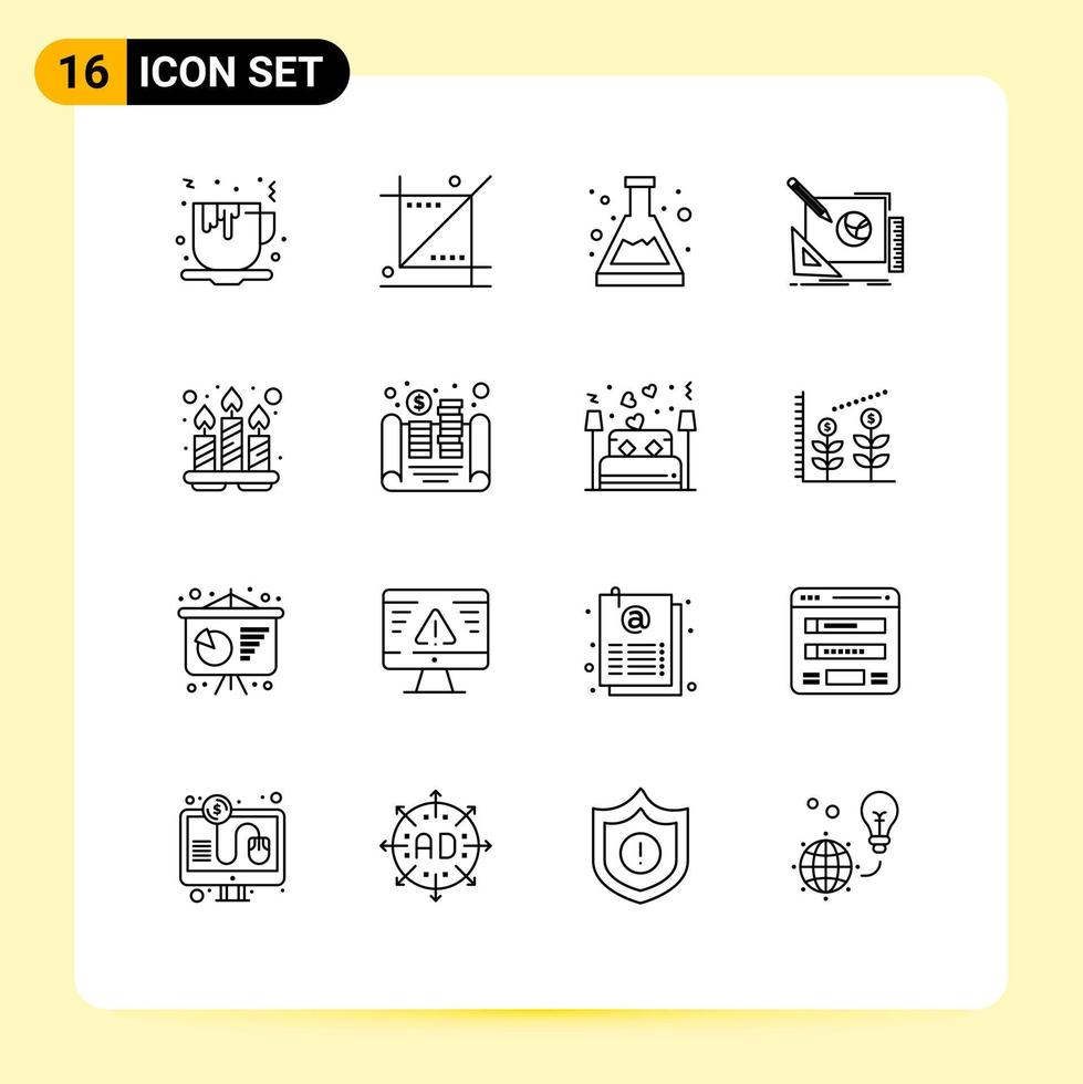 Editable Vector Line Pack of 16 Simple Outlines of design process creative tools design study Editable Vector Design Elements