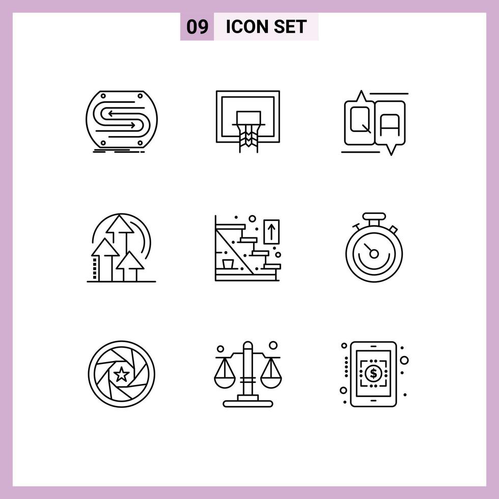 Modern Set of 9 Outlines Pictograph of product method pole management education Editable Vector Design Elements