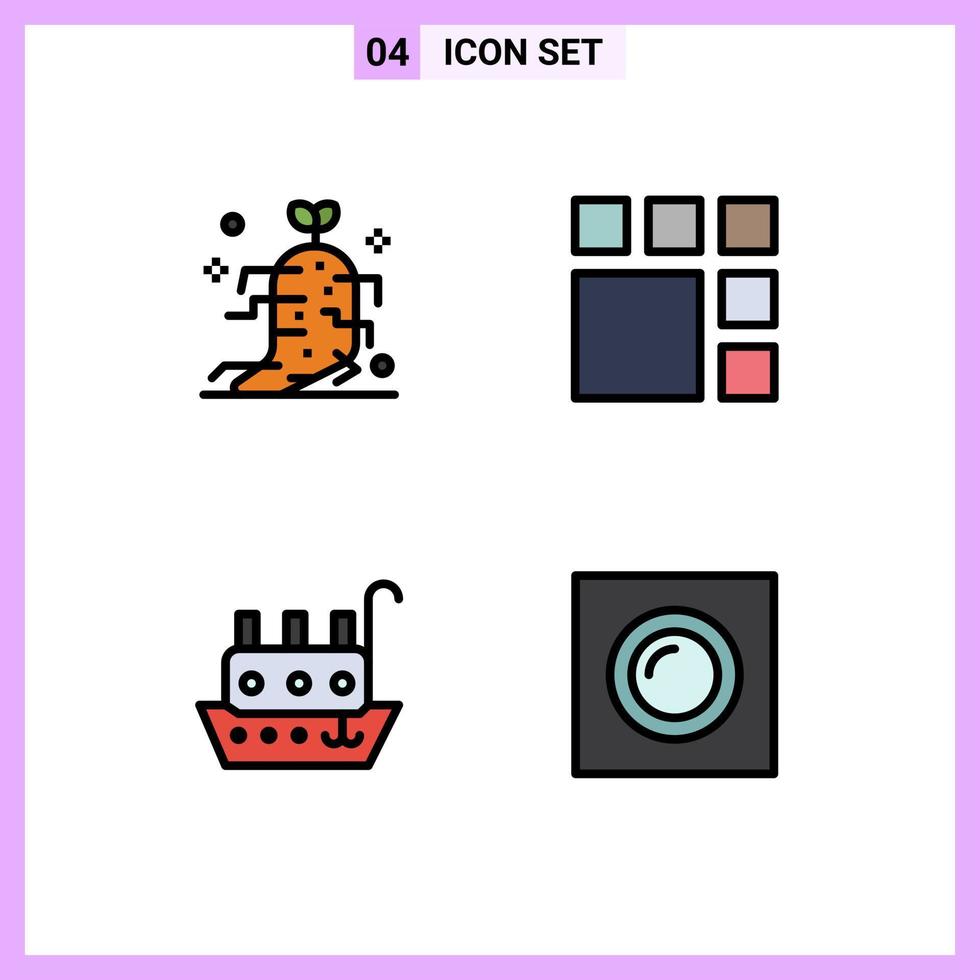Pictogram Set of 4 Simple Filledline Flat Colors of drug marine therapy image vessel Editable Vector Design Elements