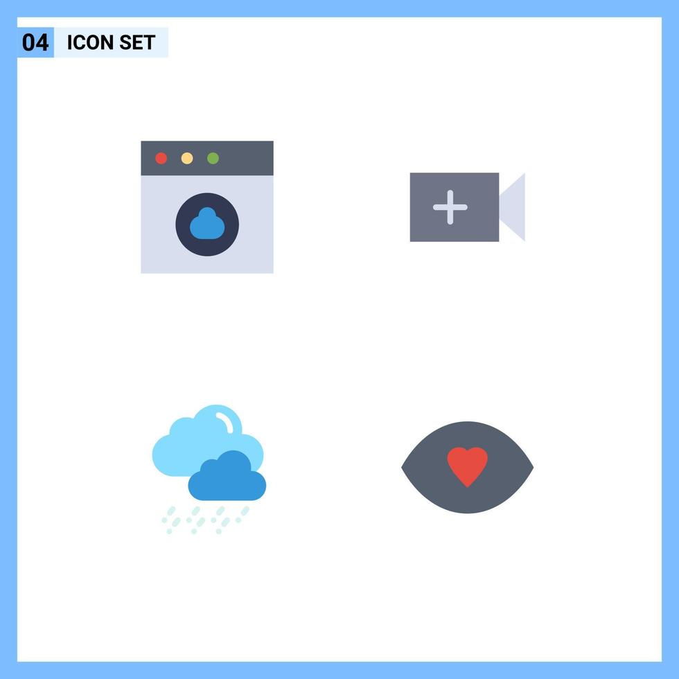 4 Creative Icons Modern Signs and Symbols of app eye video snow human Editable Vector Design Elements
