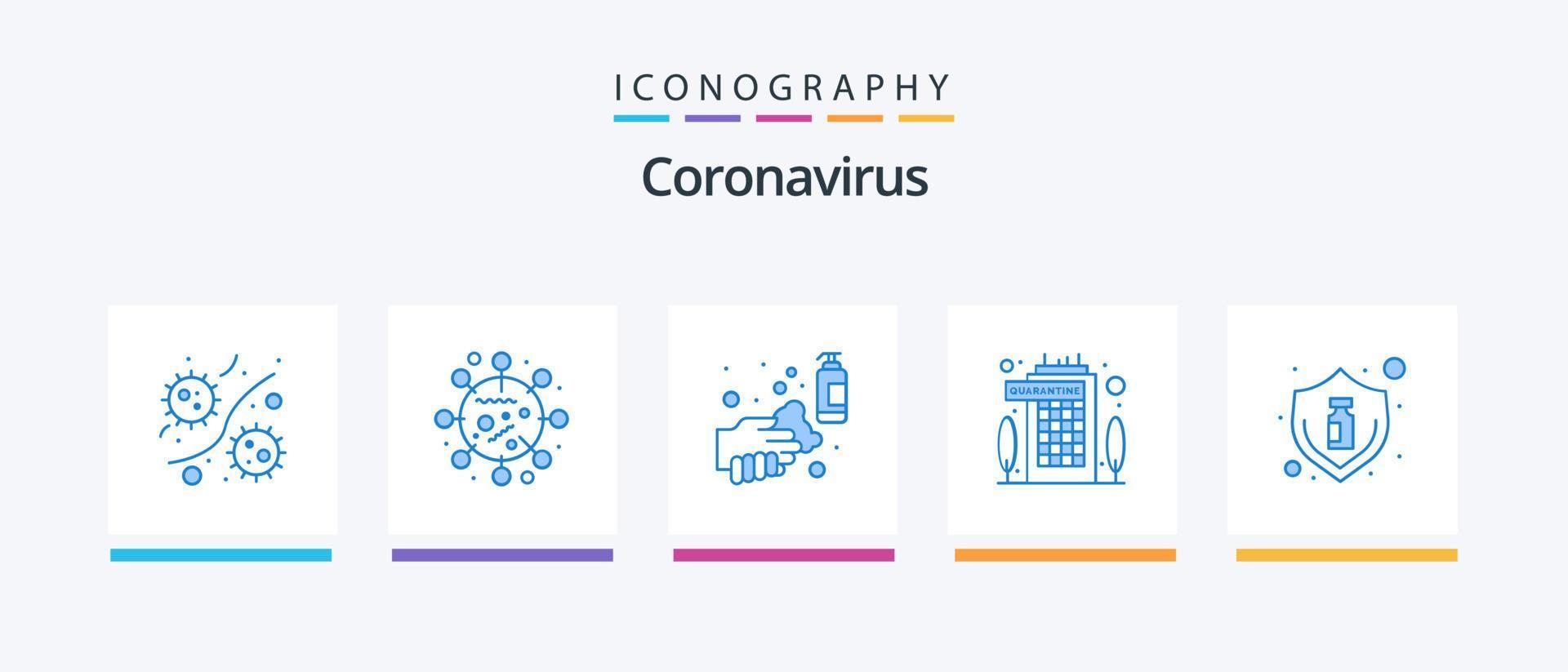 Coronavirus Blue 5 Icon Pack Including quarantine. building. virus. washing. spray. Creative Icons Design vector