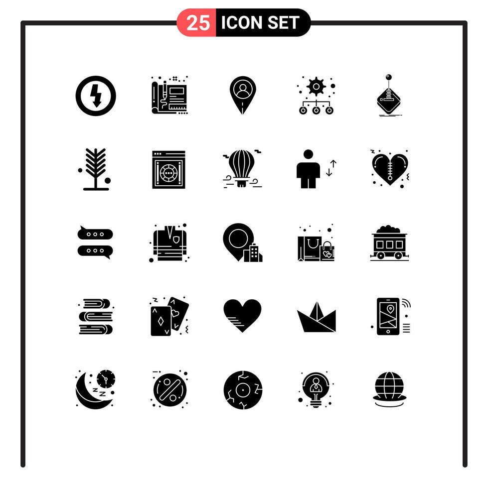 Universal Icon Symbols Group of 25 Modern Solid Glyphs of gaming arcade design settings hierarchy Editable Vector Design Elements