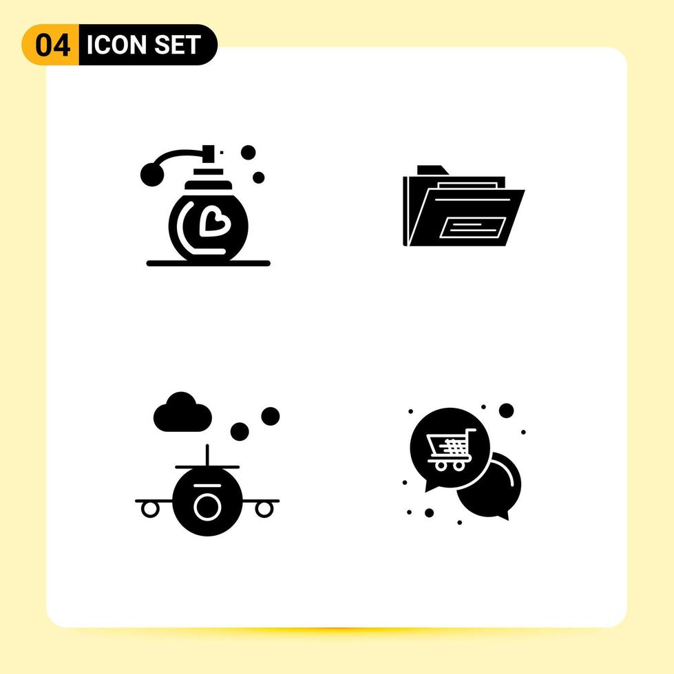 Stock Vector Icon Pack of 4 Line Signs and Symbols for perfume transportation folder rar mail Editable Vector Design Elements