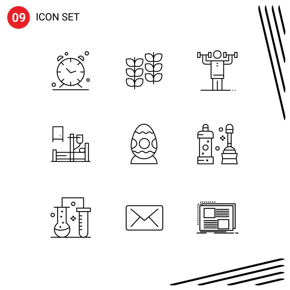 Pictogram Set of 9 Simple Outlines of decoration medicine activity drip strength Editable Vector Design Elements