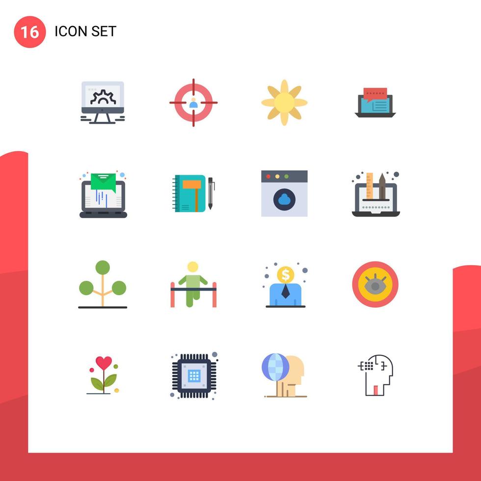 Universal Icon Symbols Group of 16 Modern Flat Colors of online dialog person chat nature Editable Pack of Creative Vector Design Elements