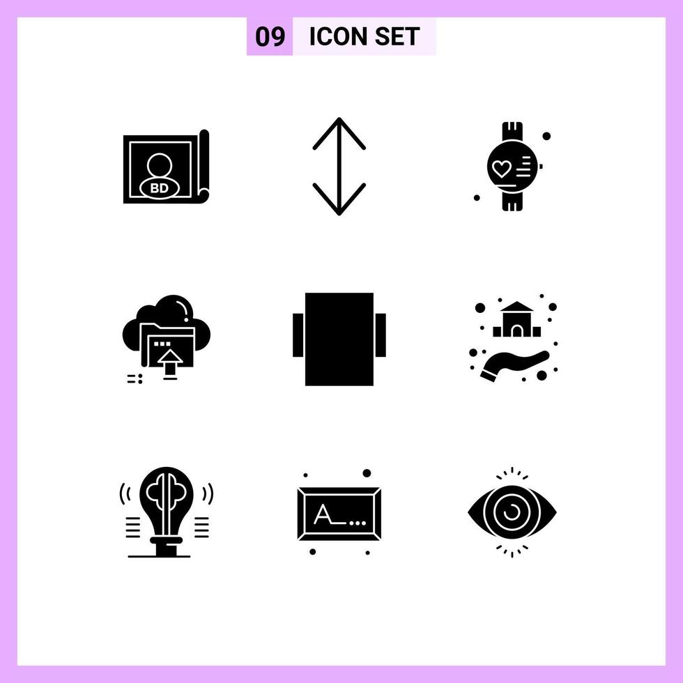 Pack of 9 creative Solid Glyphs of estate layout sport computing up Editable Vector Design Elements