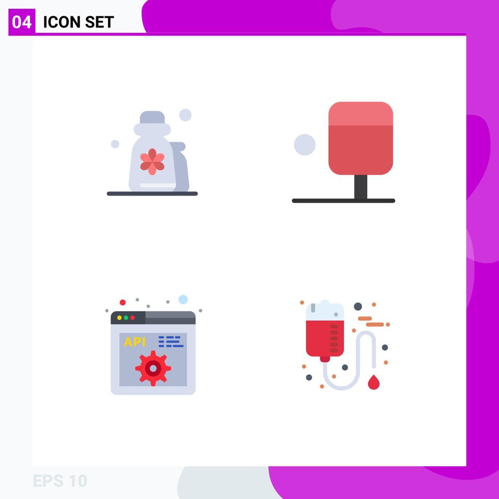 User Interface Pack of 4 Basic Flat Icons of beauty development lotion sport bag Editable Vector Design Elements