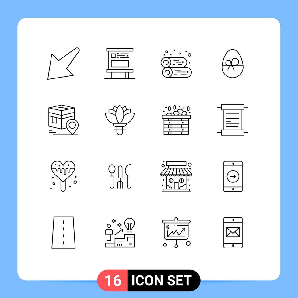 Editable Vector Line Pack of 16 Simple Outlines of kaba nature cabin easter egg Editable Vector Design Elements