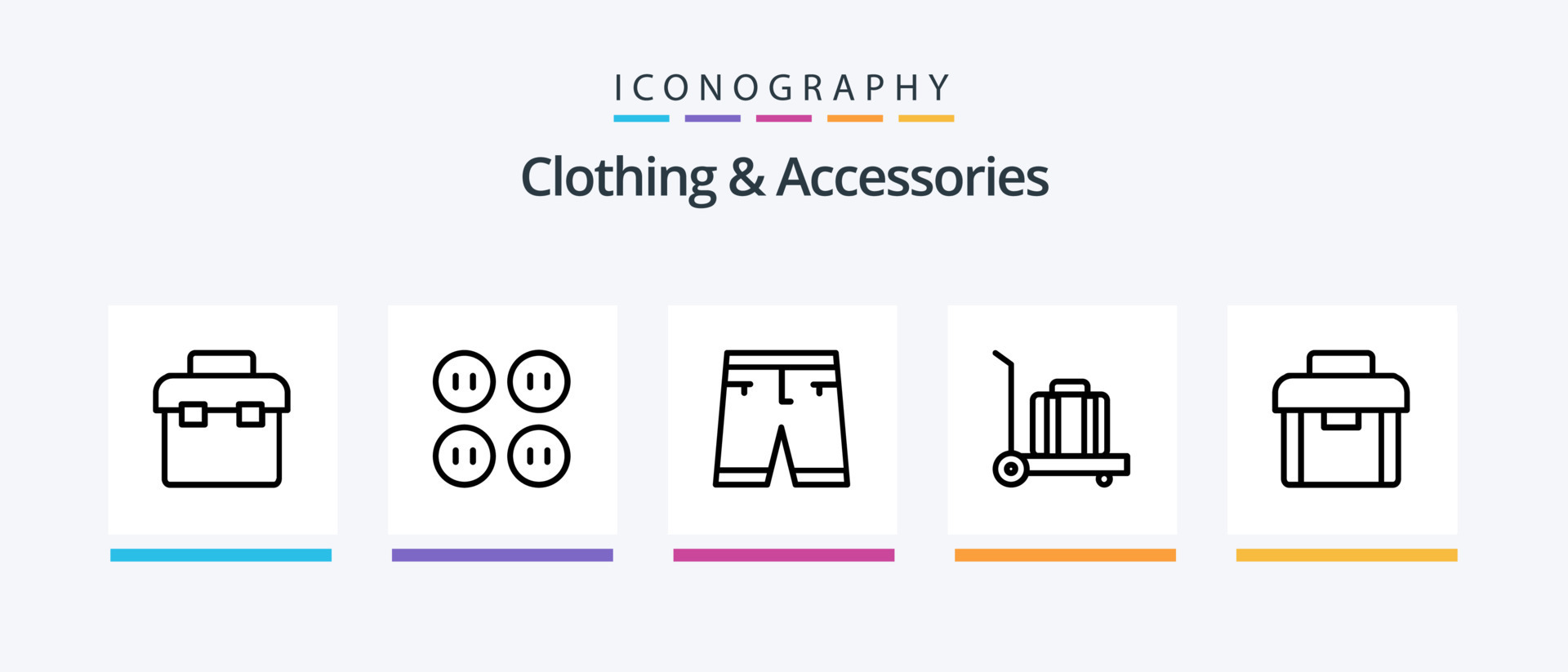 Clothing and Accessories Line 5 Icon Pack Including . bag. sew