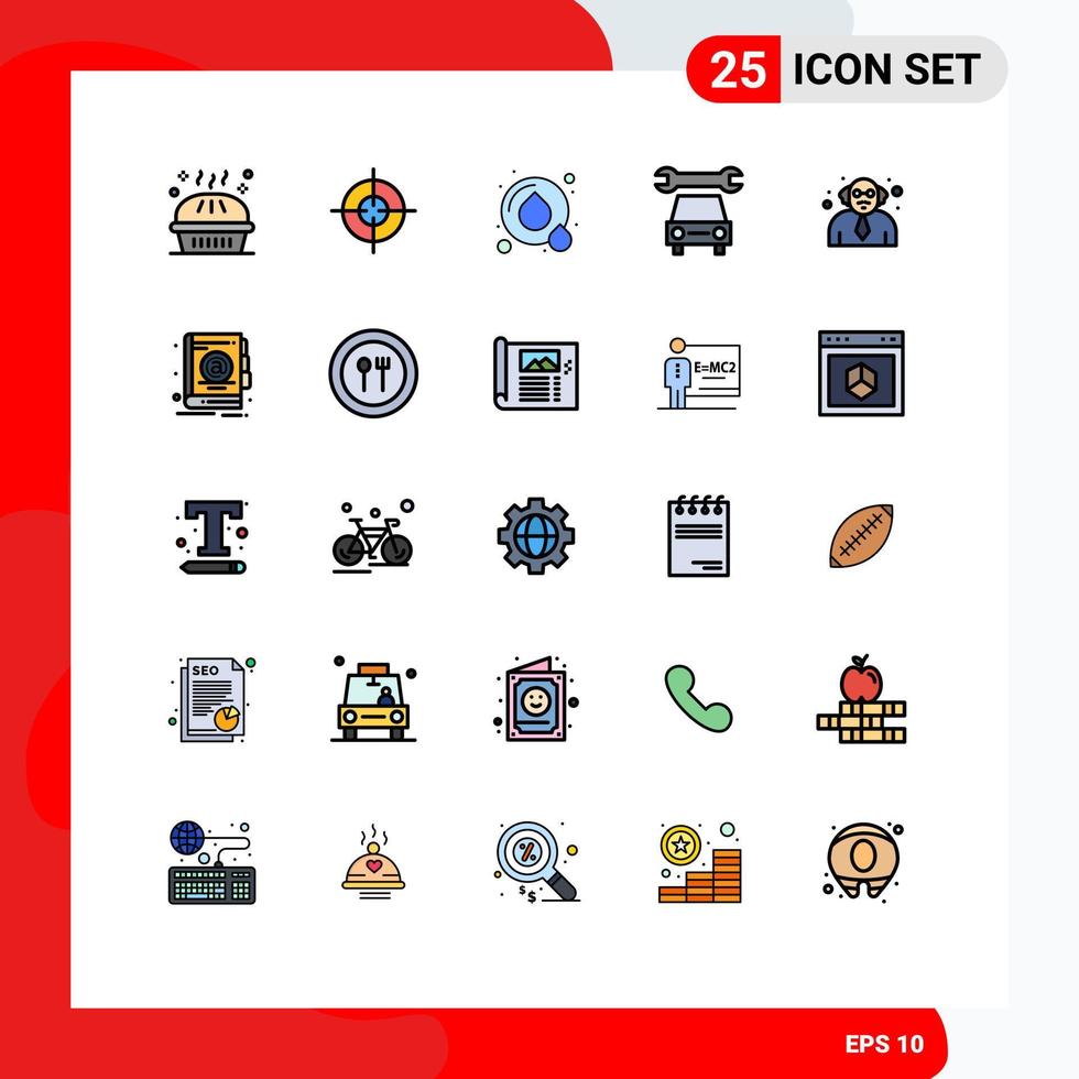 25 Filled line Flat Color concept for Websites Mobile and Apps address teacher recycle school repair Editable Vector Design Elements