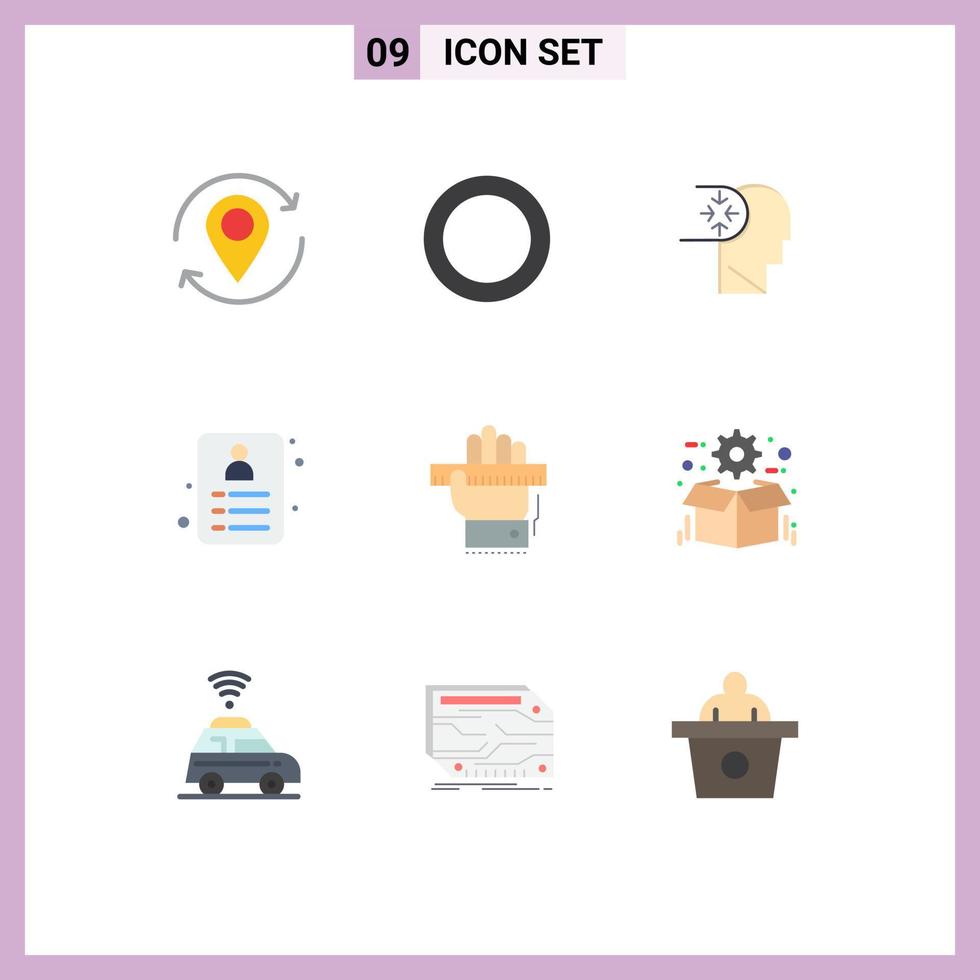 9 User Interface Flat Color Pack of modern Signs and Symbols of learn education mind id shopping Editable Vector Design Elements