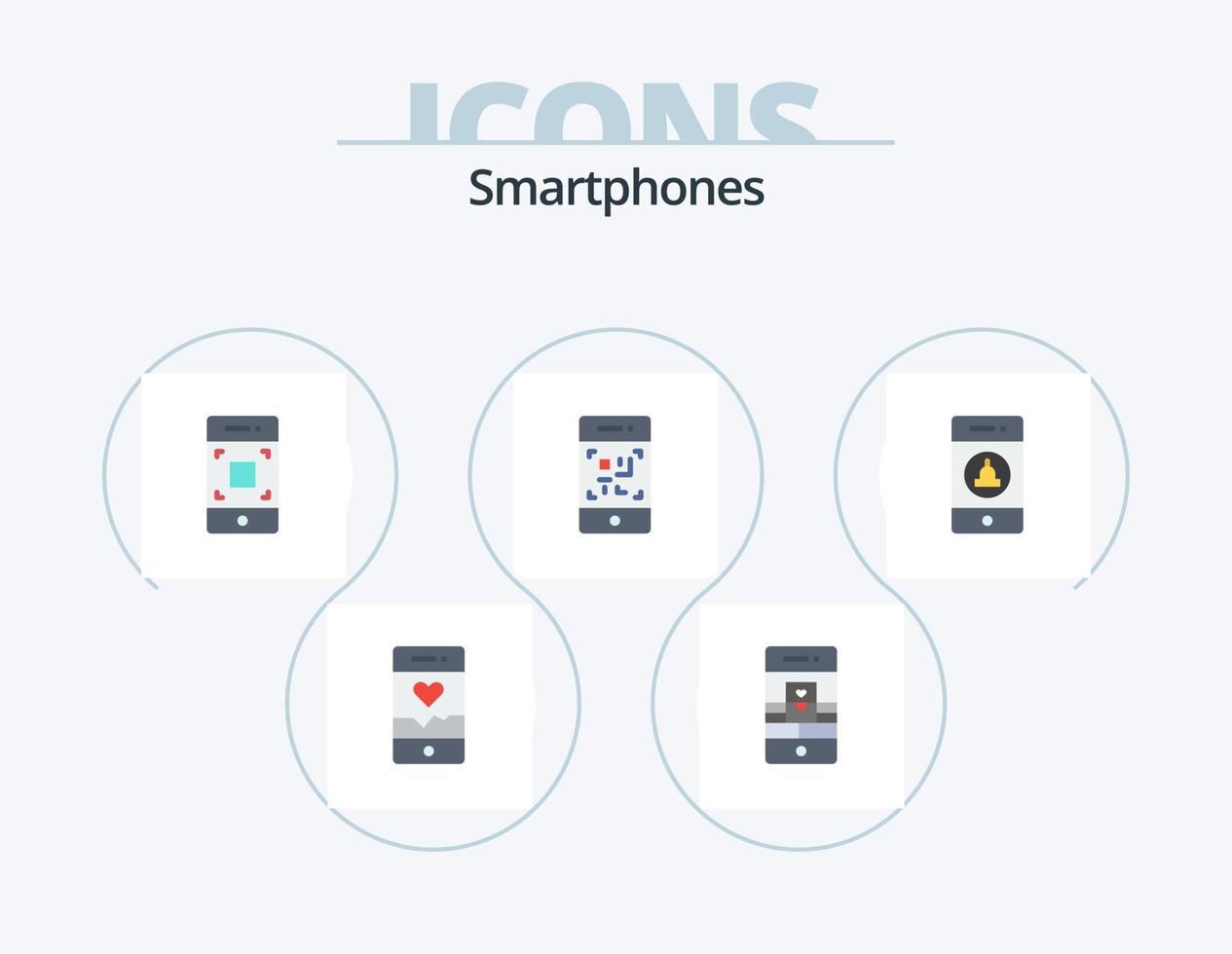 smartphones flat icon pack 5 diseño de iconos. notificación. escáner. cámara web. teléfono. tecnología vector