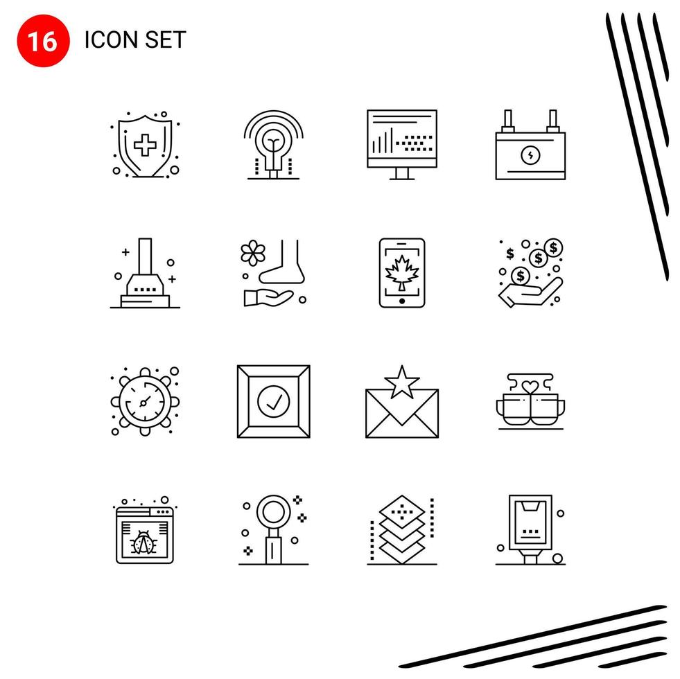 16 Creative Icons Modern Signs and Symbols of plunger power design energy accumulator Editable Vector Design Elements