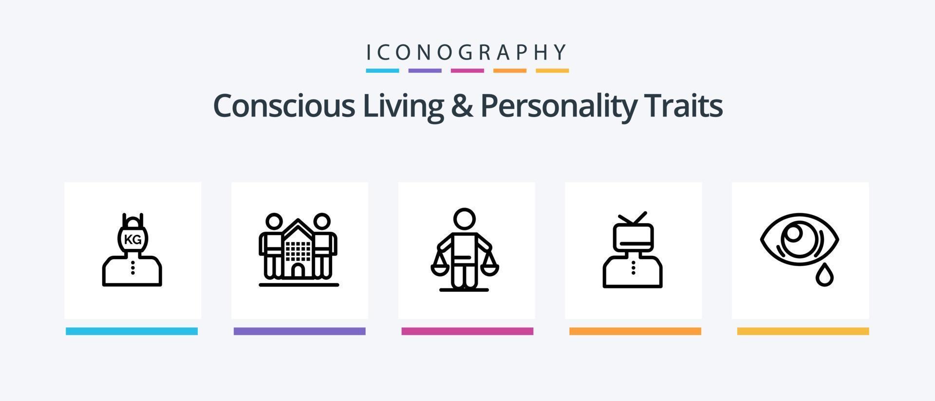 Concious Living And Personality Traits Line 5 Icon Pack Including giving. charity. hearing. release. negative. Creative Icons Design vector