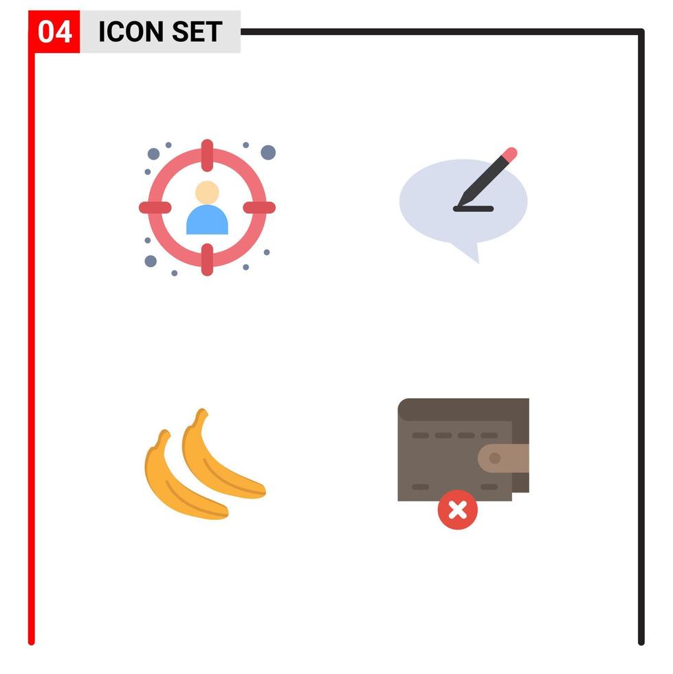 Set of 4 Modern UI Icons Symbols Signs for choose pencile select message food Editable Vector Design Elements