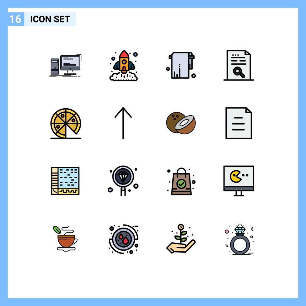 Set of 16 Modern UI Icons Symbols Signs for file data rocket content towel Editable Creative Vector Design Elements
