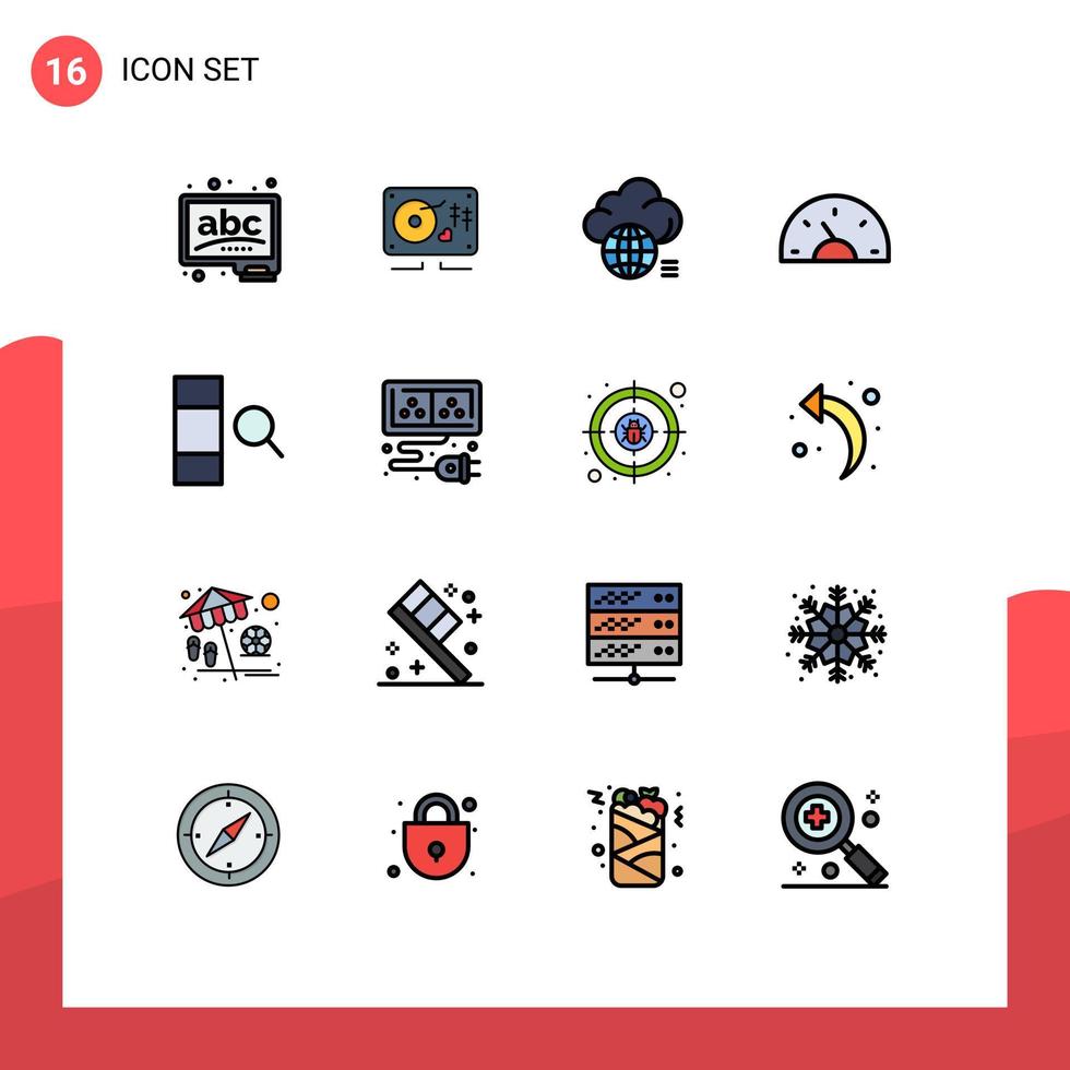 Mobile Interface Flat Color Filled Line Set of 16 Pictograms of dashboard car cloud bike technology Editable Creative Vector Design Elements