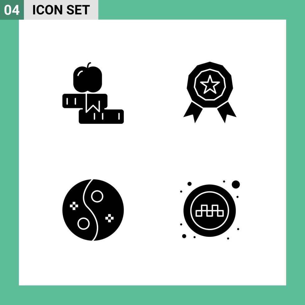 4 User Interface Solid Glyph Pack of modern Signs and Symbols of education salon study medal style Editable Vector Design Elements