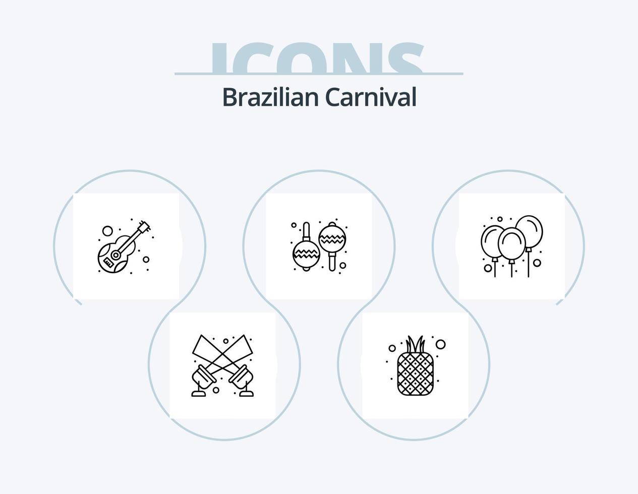 Brazilian Carnival Line Icon Pack 5 Icon Design. ornament. celebration. flag. violin. music vector